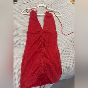 Superdown Sparkling Red Halter Dress